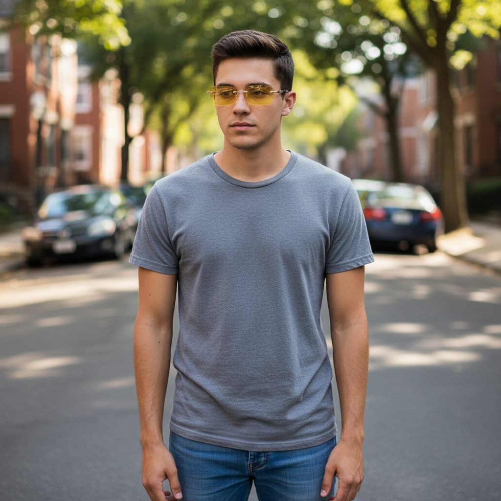 Homme lunettes jaune