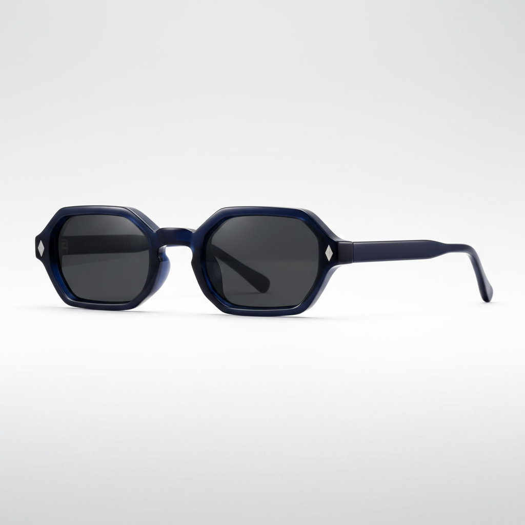 Lunettes bleues fond gris clair