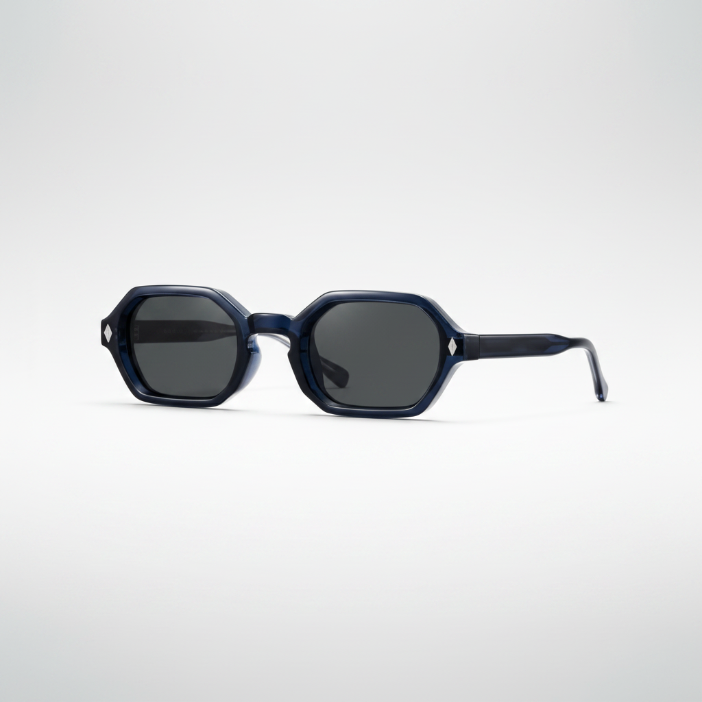 Lunettes bleues fond gris clair