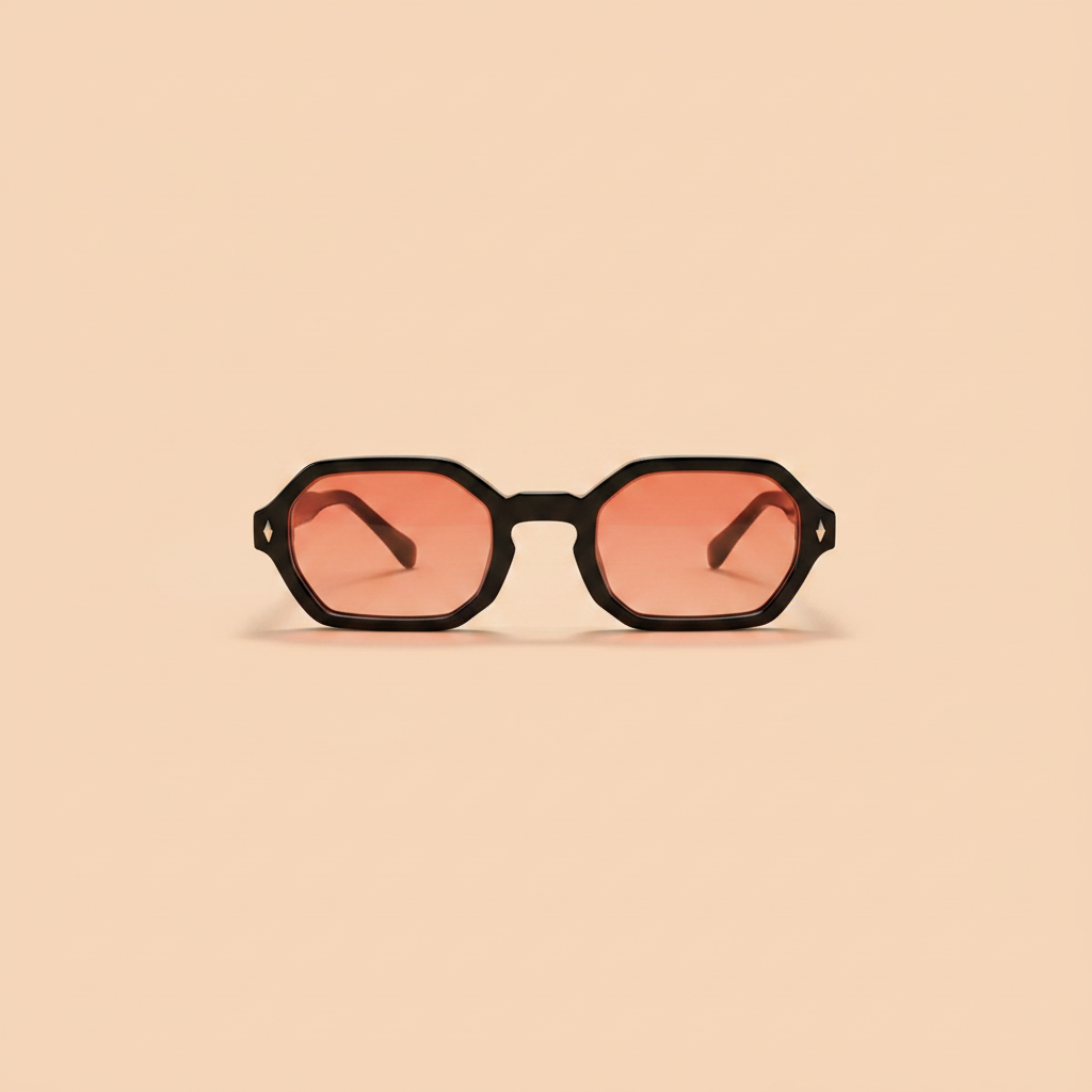 Lunettes noires verres oranges fond pêche